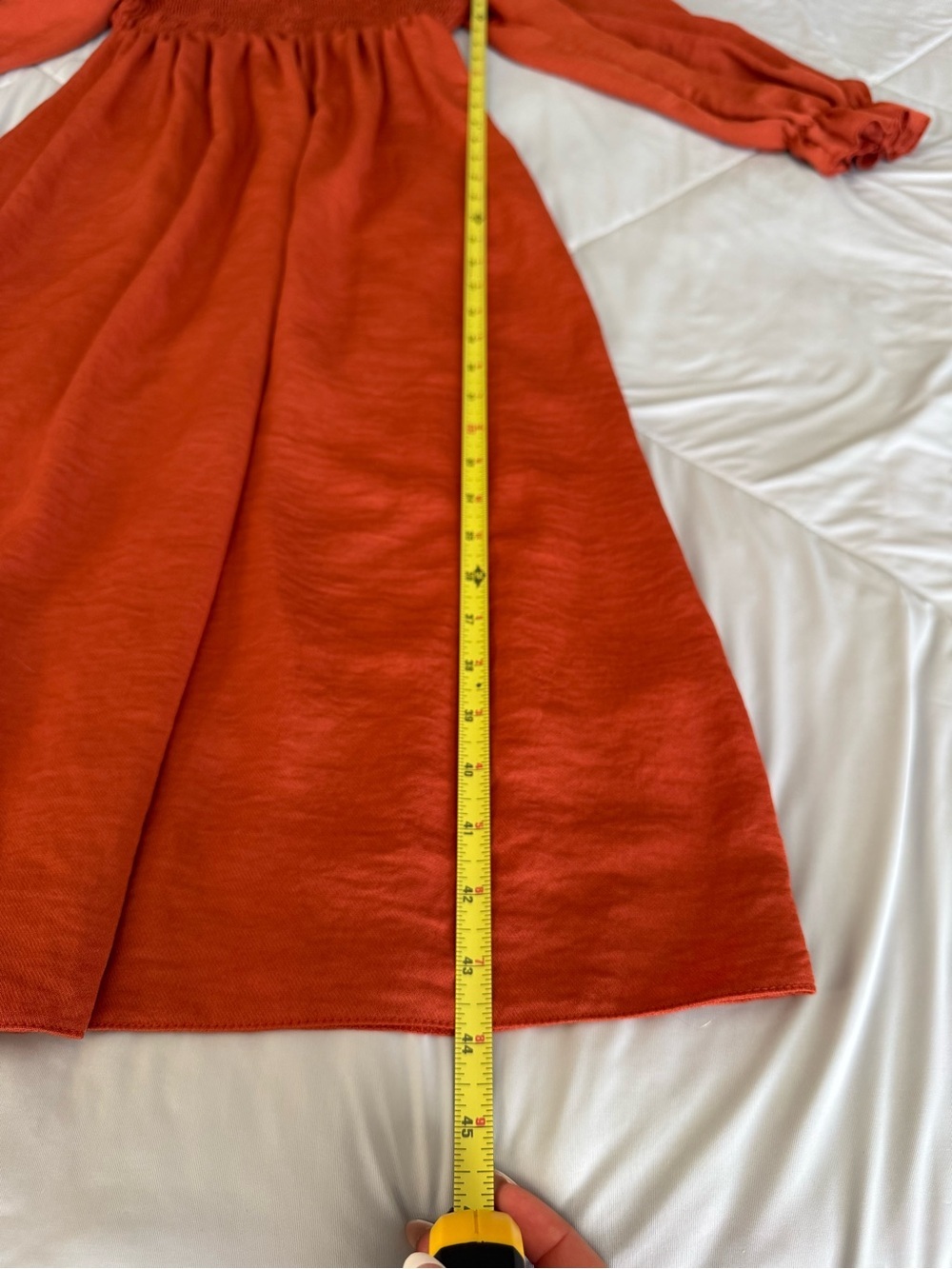 New Look Rust Orange Smocked Cinched Bodice Maxi Dress Flowy Summer Fall - Picture 4 of 9